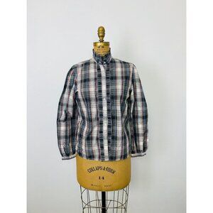 Vtg Queen's Way Ruffle Plaid Blouse, Queen's Way to Fashion Button Down Blouse